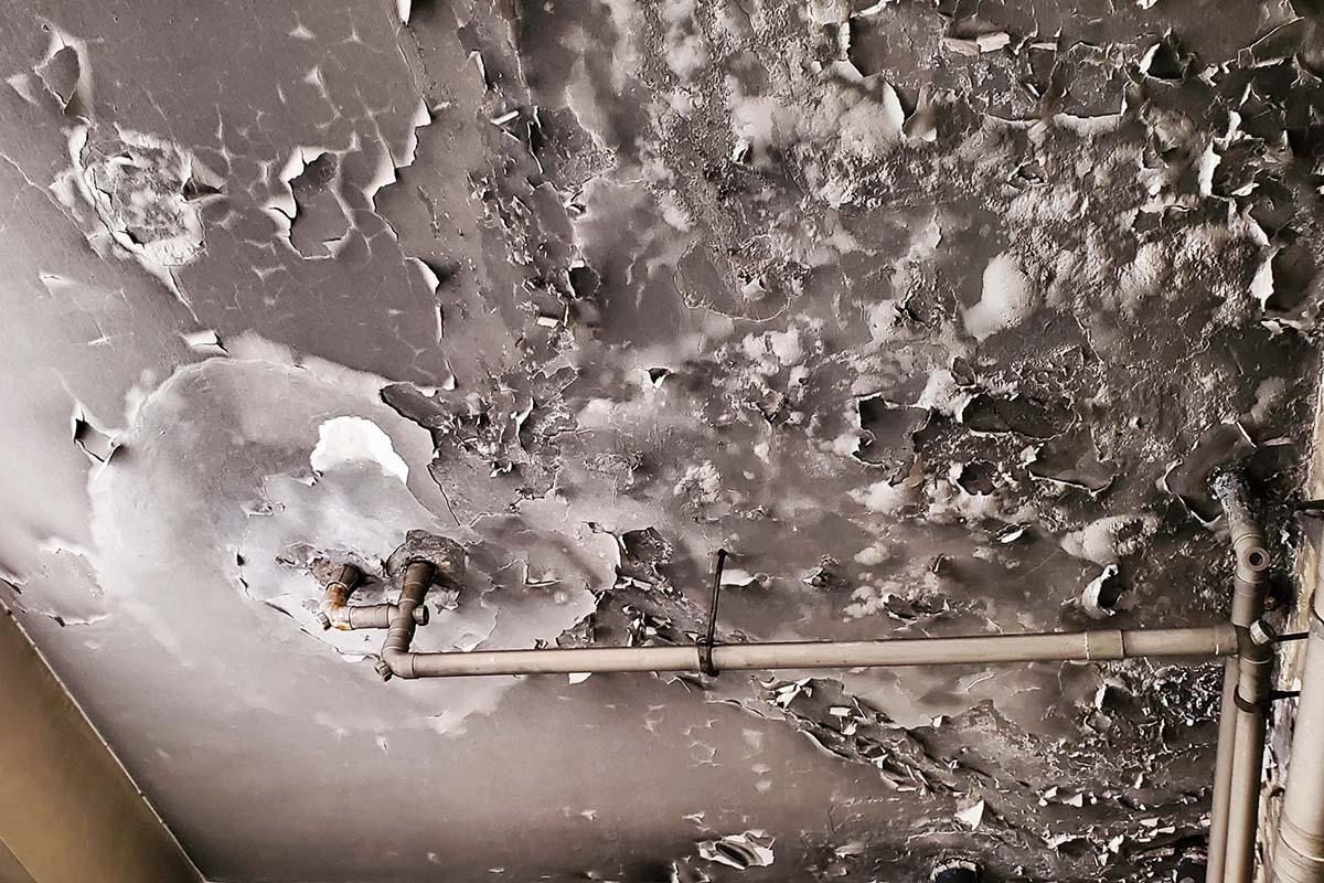 前旺角街市部分天花滲水情況嚴重。(韋志成網誌圖片)