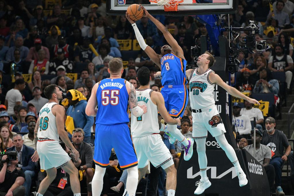 雷霆114:108擊敗灰熊。(美聯社)