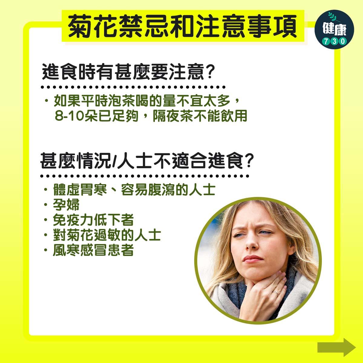 菊花禁忌|進食有甚麼要注意?(am730製圖)