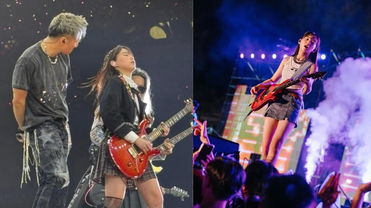 謝霆鋒演唱會2025|17歲女結他手Dale憑亮眼演出火速彈起,右圖為資料圖片。