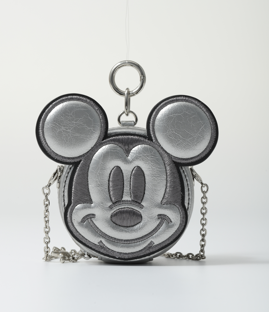 Mickey Mouse造型銀色皮革迷你斜揹袋 $590