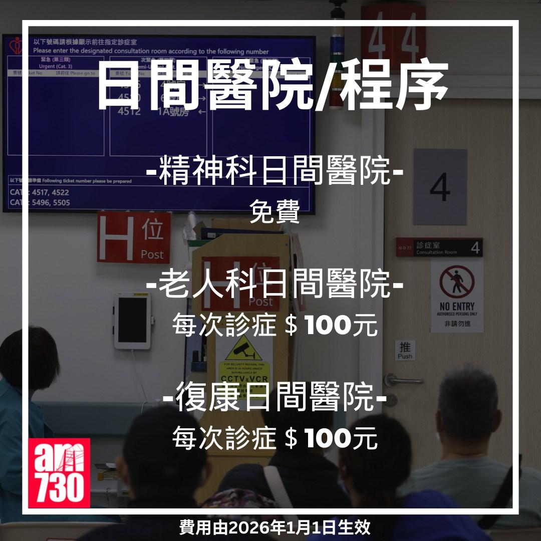 急症室收費丨2026年1月1日生效(am730製圖)