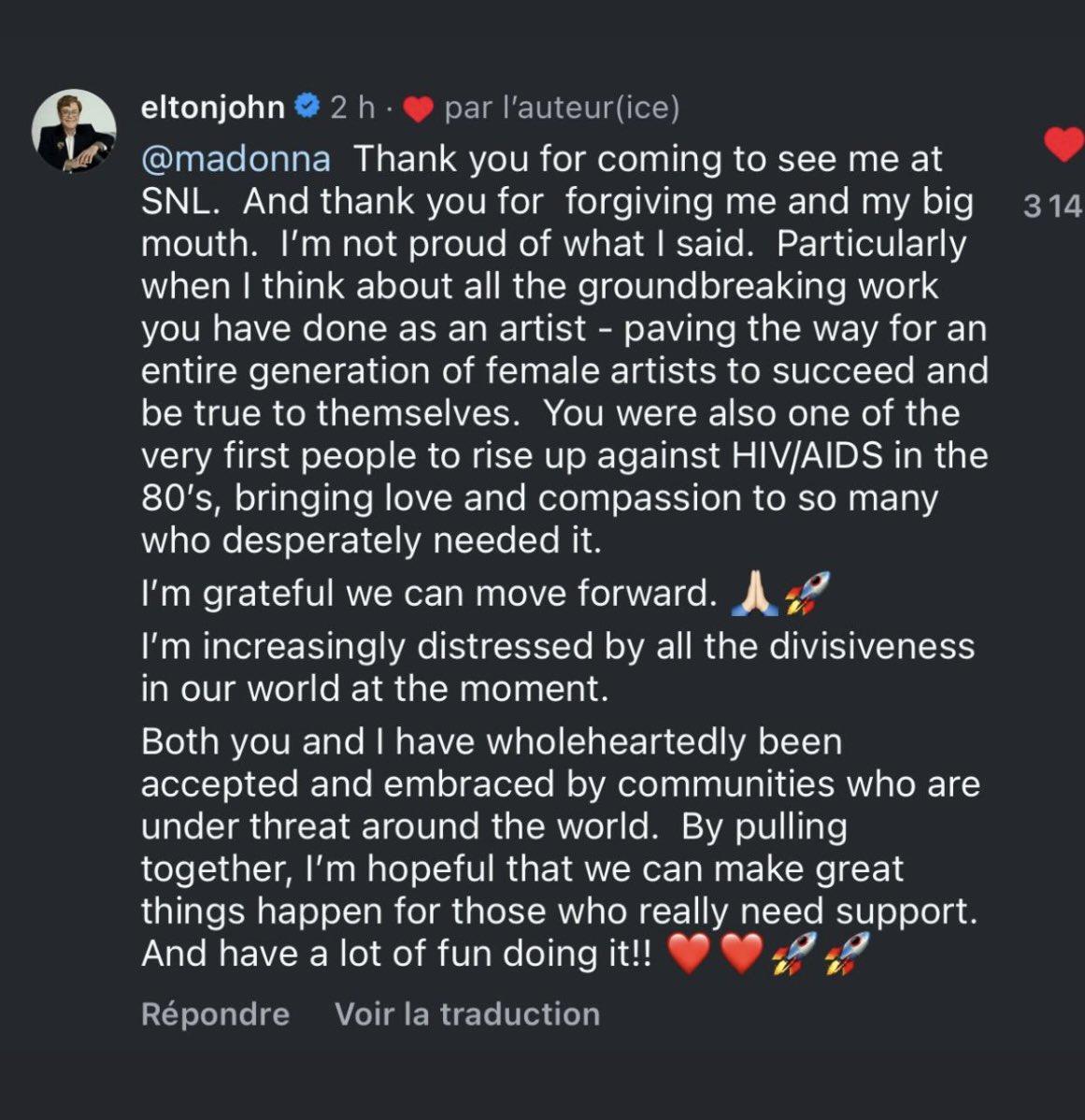 Elton John於X發文,談這場20年的風波。