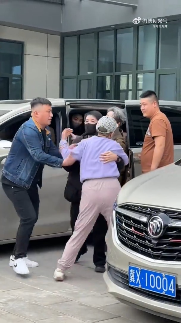 葉童被fans拉落車的一刻。