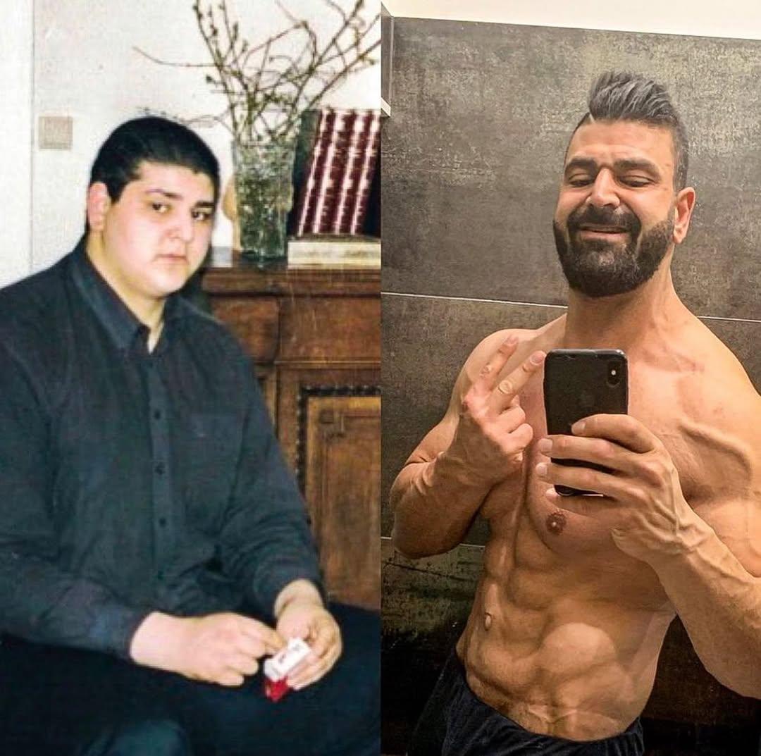 Vittorio Pirbazari曾上載兒時肥胖相比對照。