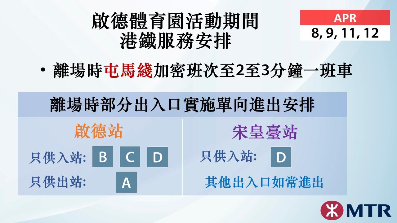 散場時段港鐵會加密屯馬綫和東鐵綫班次。