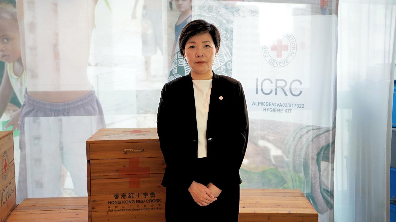 香港紅十字會行政總裁/秘書長蘇婉嫻指出,紅十字會已為支援長期恢復工作做 好準備,呼籲各界不要遺忘當地民眾,公眾每一份貢獻都將幫助拯救生命。(香港紅十字會提供)
