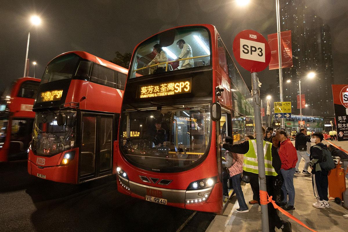 九巴營運多條啟德體育園活動散場巴士線。(九巴提供)