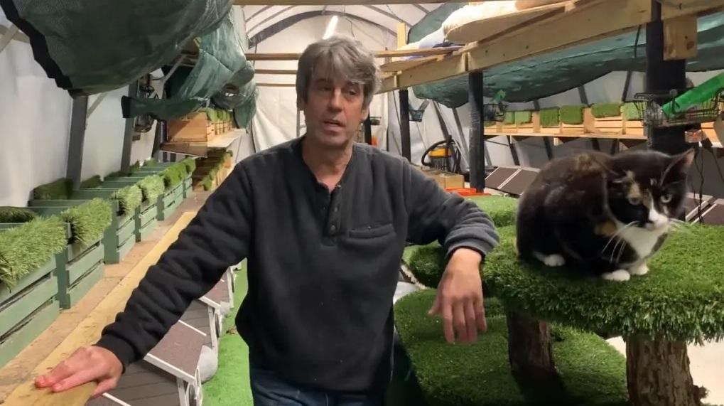 阿瑟諾與他救回的貓咪,「貓就是他的生命」。(互聯網)