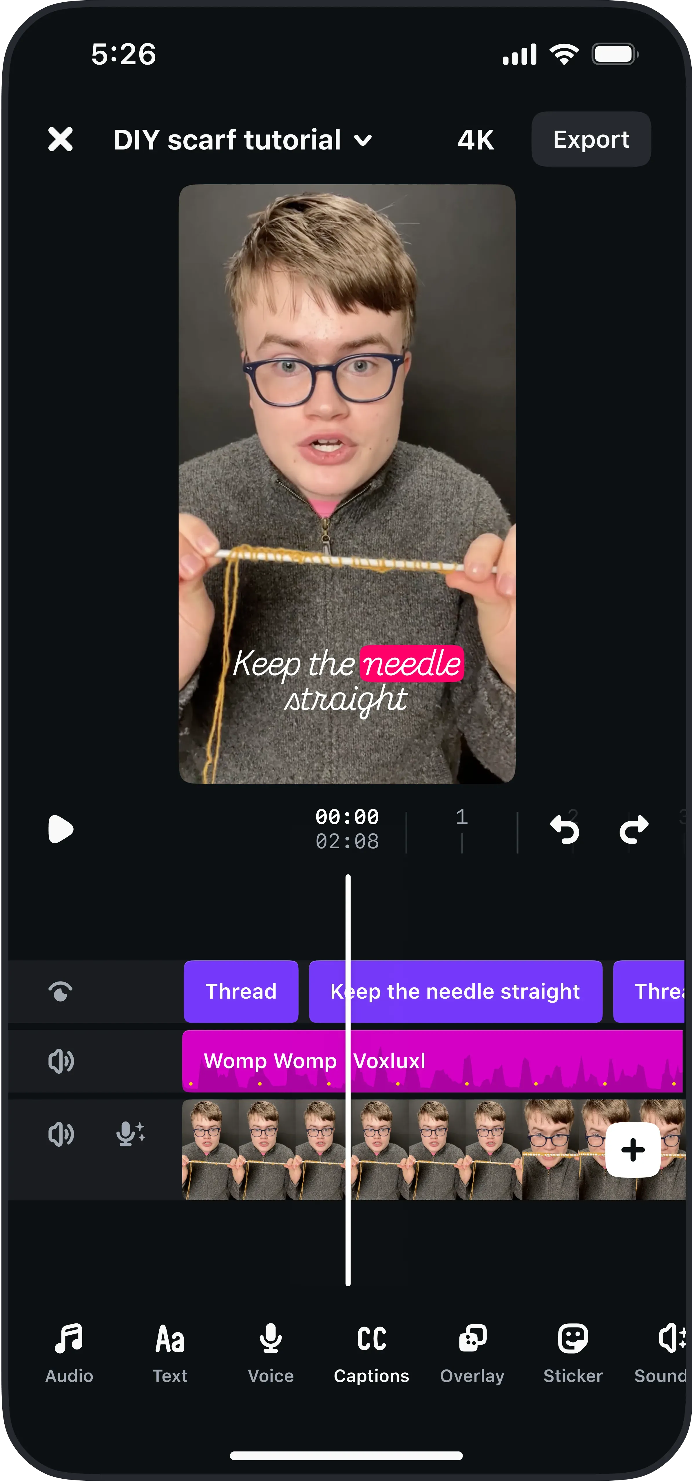 Edits可自動加入字幕,不過只限特定語言。