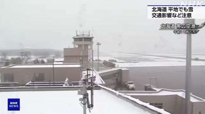 北海道帶廣機場積雪。(互聯網)