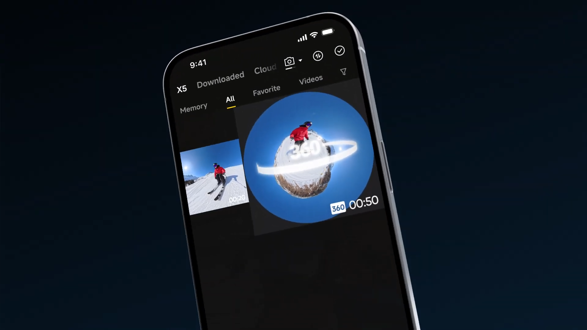 Insta360 X5全新InstaFrame模式可同步輸出平面影片及全景影片。