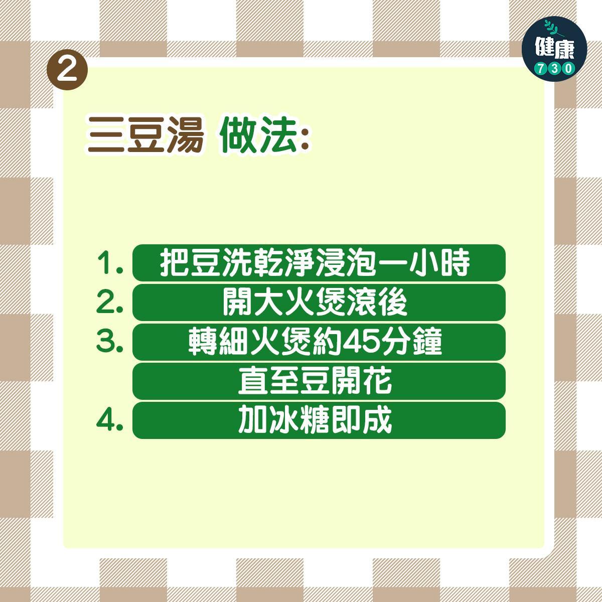 三豆湯食譜|熱清解暑健脾利濕(am730製圖)