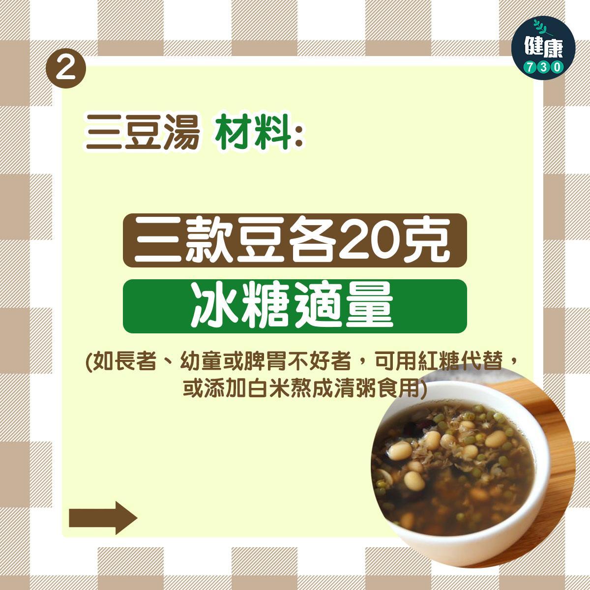 三豆湯食譜|熱清解暑健脾利濕(am730製圖)