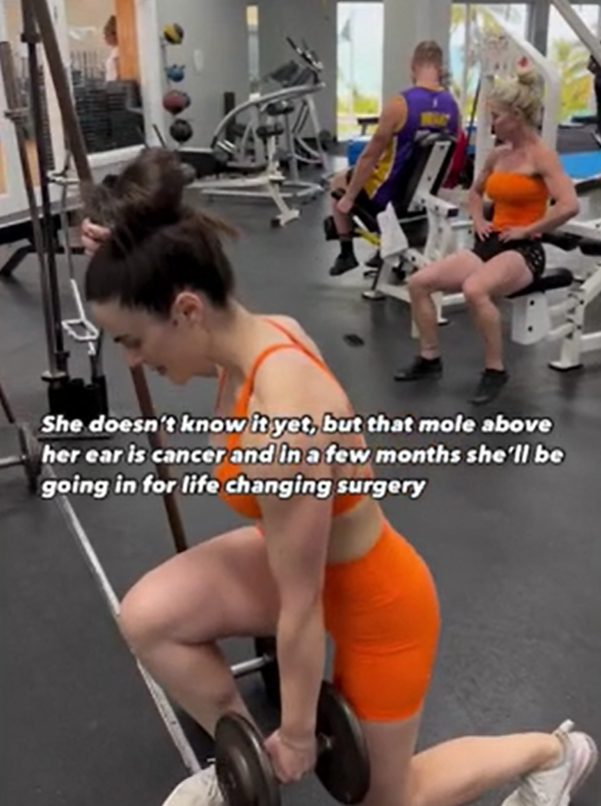 片段中的安傑利已出現癌徵。(互聯網)