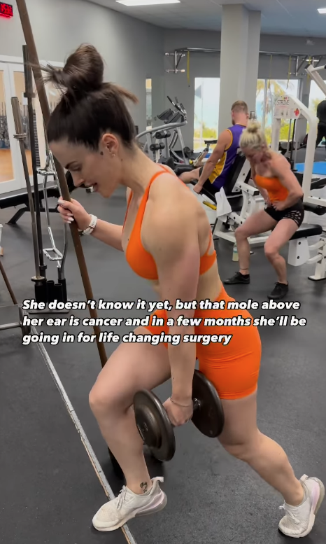 片段中的安傑利已出現癌徵。(互聯網)