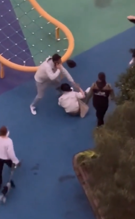 一名華裔女子被一群少年拳打腳踢及吐口水,同場另一名男子亦被毆。片中所見,男子曾試阻止行凶者打人,同時撥打電話求助。施襲過程持續約1分鐘,直至一名遛狗男子途經阻止,施襲者才離開現場。