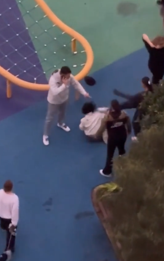 一名華裔女子被一群少年拳打腳踢及吐口水,同場另一名男子亦被毆。片中所見,男子曾試阻止行凶者打人,同時撥打電話求助。施襲過程持續約1分鐘,直至一名遛狗男子途經阻止,施襲者才離開現場。