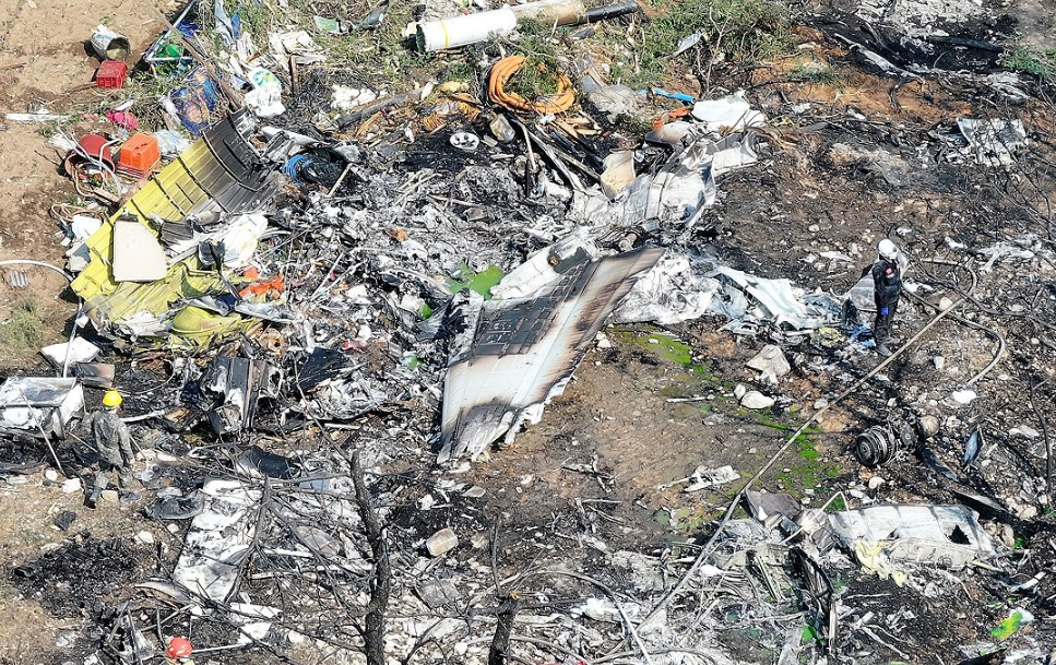 南韓海軍一架海上巡邏機在慶尚北道浦項市南區的山頭墜毀(韓聯社)