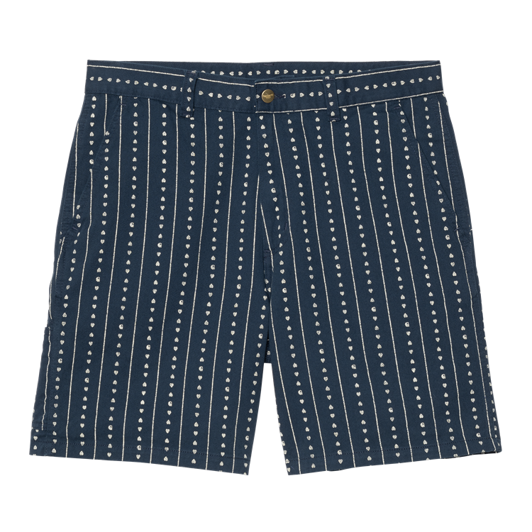 藍色條紋麻布short pants $999
