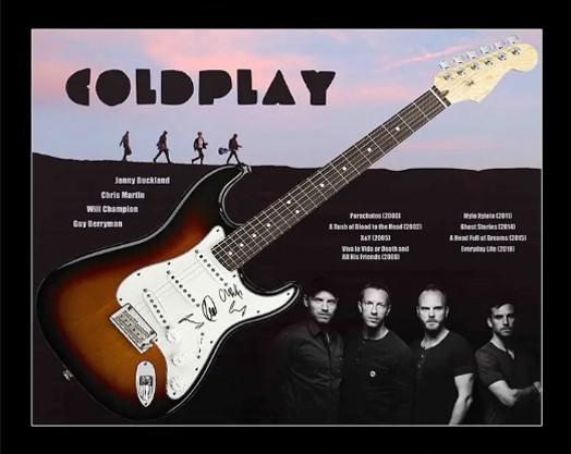 Coldplay 親筆簽名結他 底價:港幣$50,000