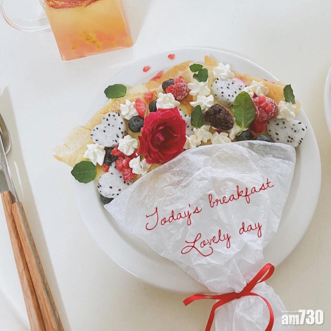 花束班戟亦可以製作成另一種模樣。