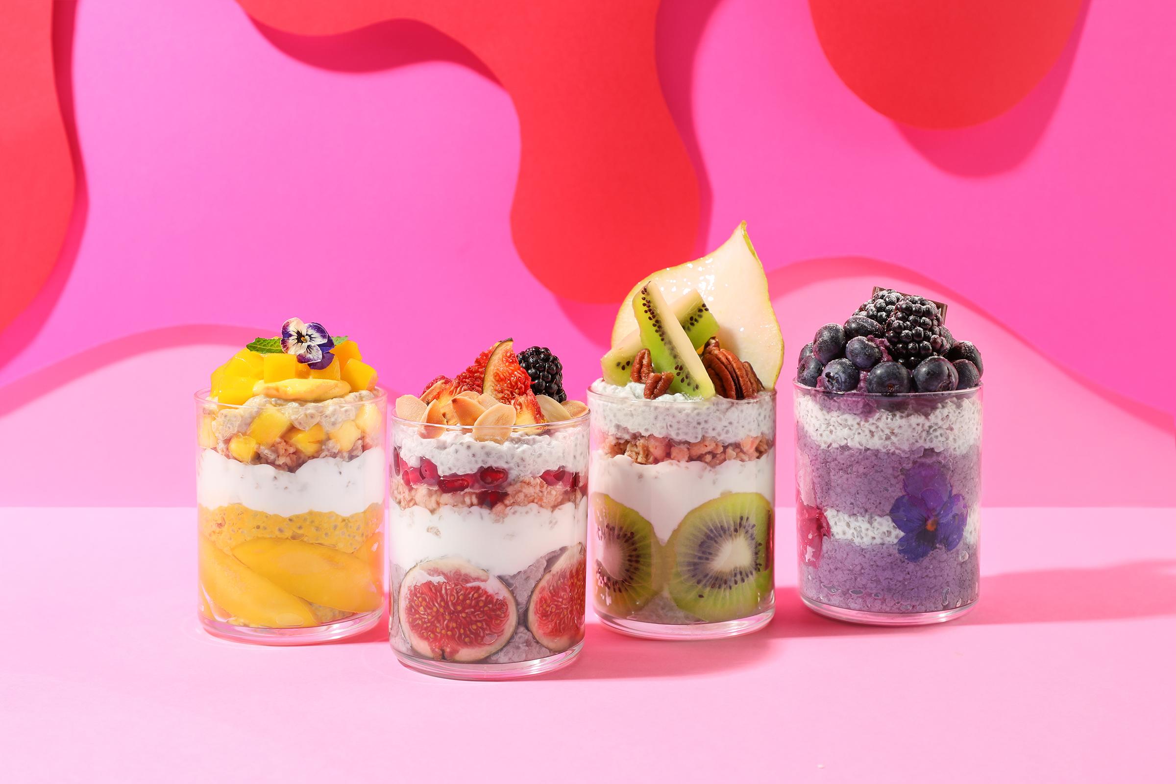 奇亞籽布丁$88 有朱古力莓莓、無花果園、熱帶奇蹟、綠仙子