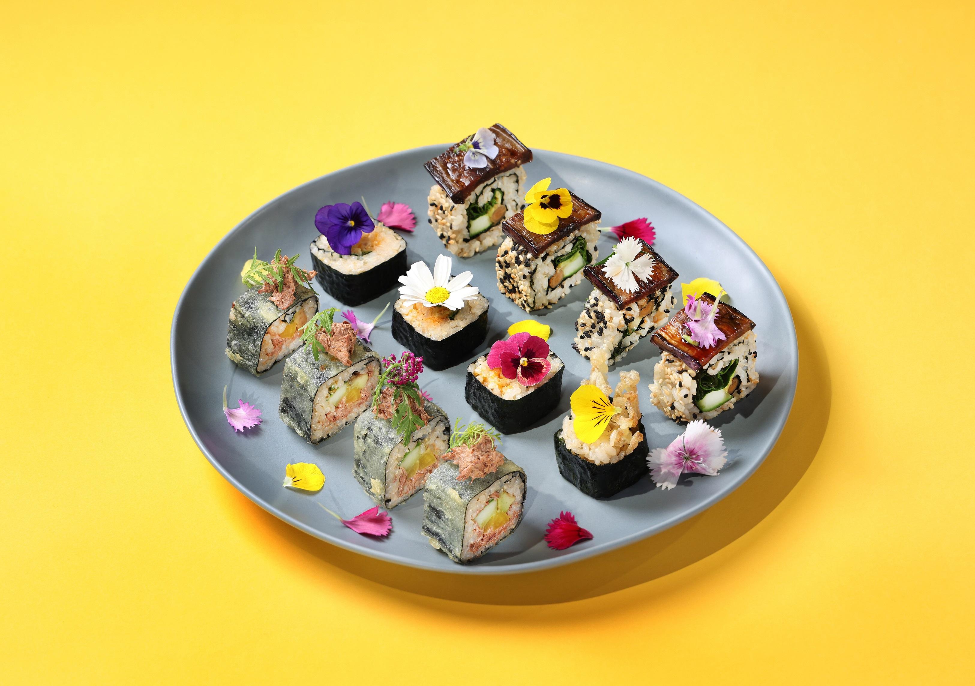 提生糙米壽司拼盤$178/6件、$328/12件 有脆辣菠蘿蜜卷、照燒茄子卷、金針菇黑松露脆卷
