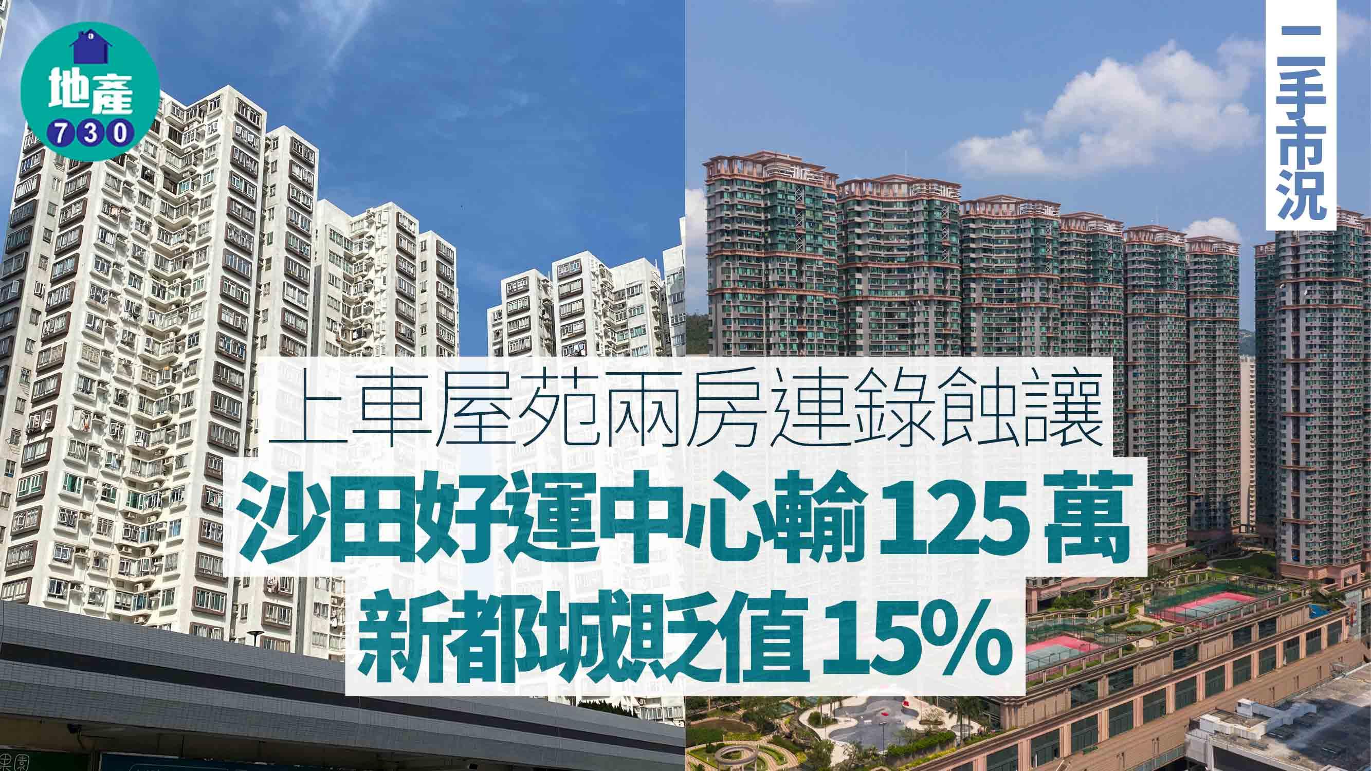 上車屋苑兩房連錄蝕讓 沙田好運中心輸125萬 新都城貶值15%|二手市況