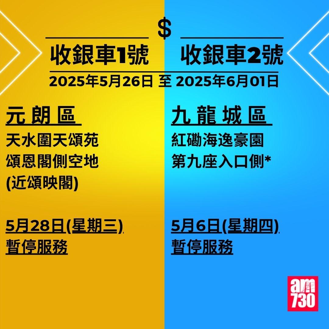 金管局收銀車時間表|2025年5月26日至2025年8月17日