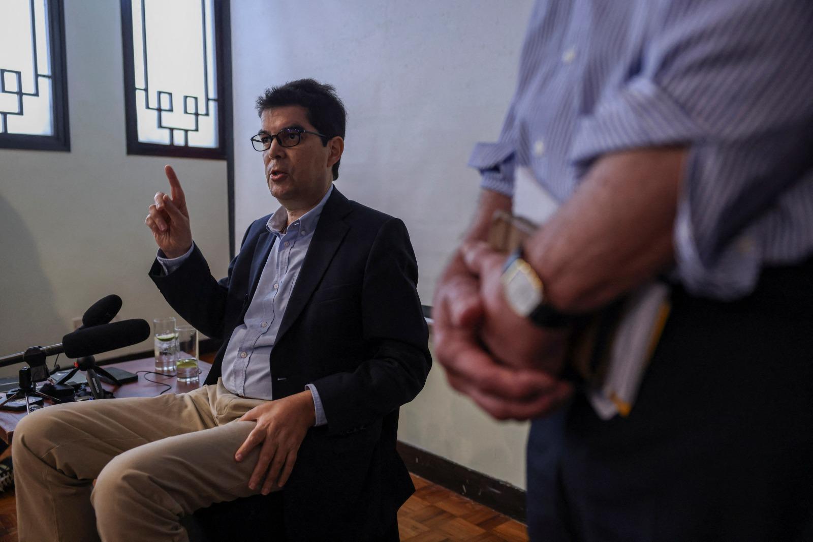 因患上末期癌症David Webb在外國記者會舉行最後一次公開活動。(路透社圖)