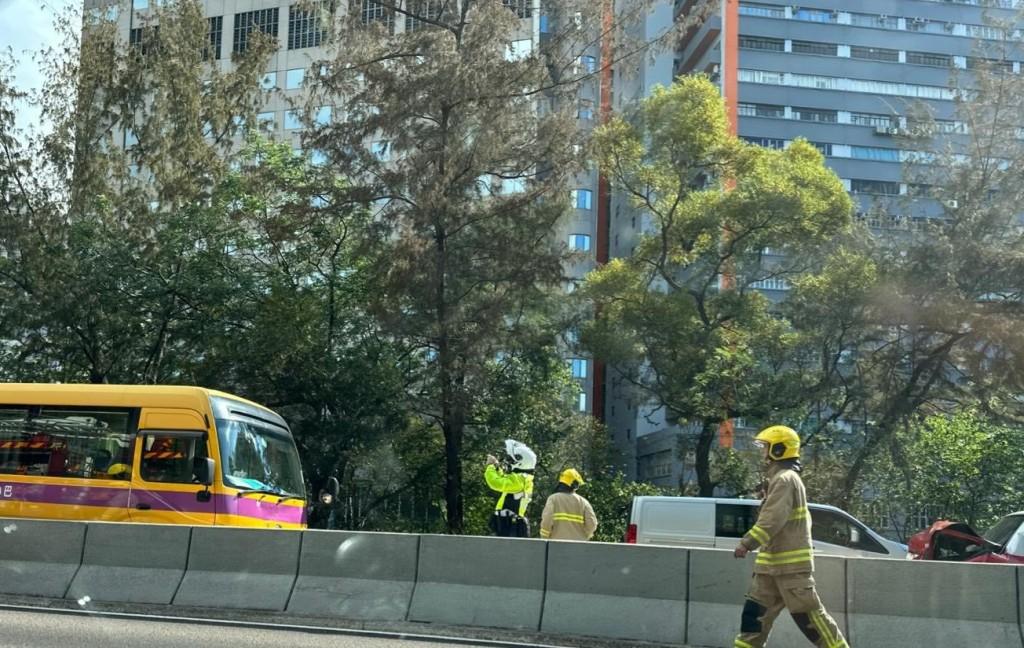 荃灣路3車相撞至少9人受傷(FB馬路的事討論區圖片)