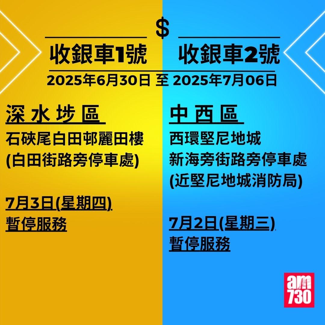 金管局收銀車時間表|2025年5月26日至2025年8月17日