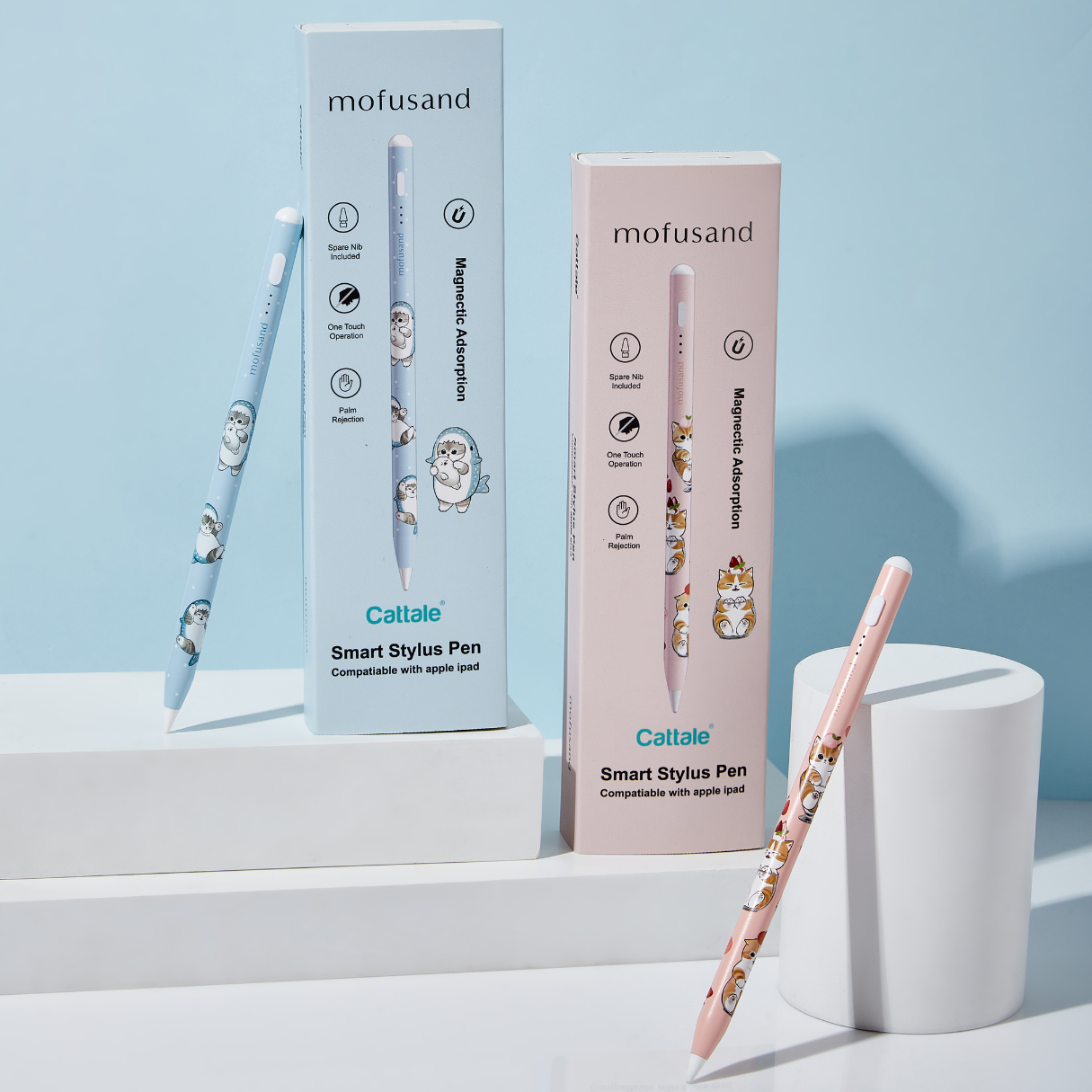 mofusand 磁吸主動式觸控筆 (iPad 專用) - 鯊鯊貓貓/甜品貓貓 (預購價:$208/件)