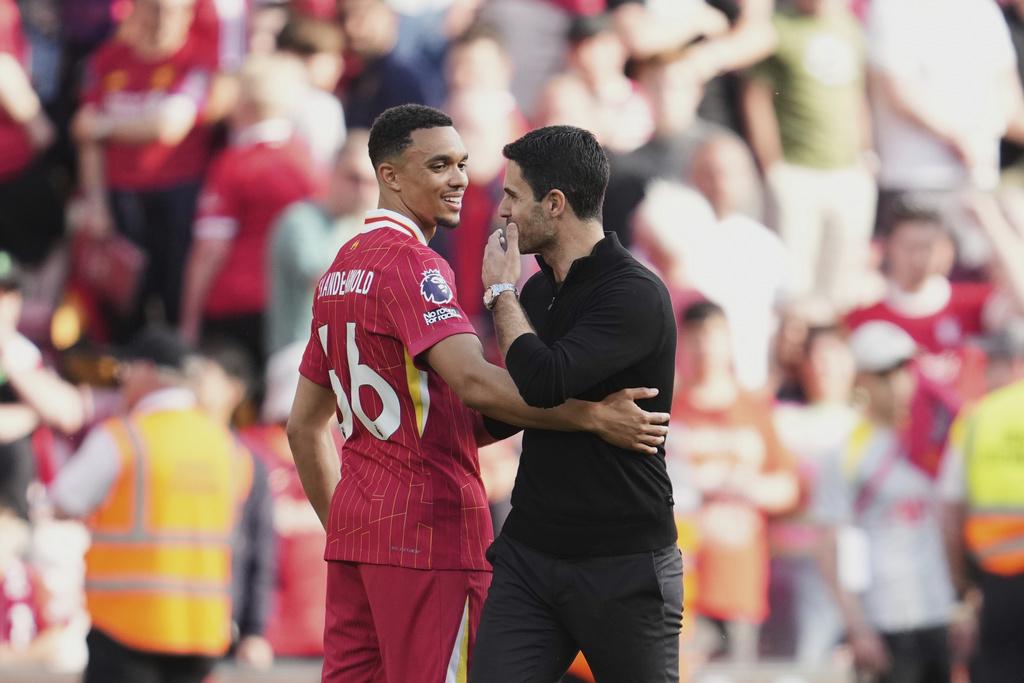 阿歷山大阿諾特(Trent Alexander-Arnold)料最後一次為利物浦對阿仙奴。(美聯社)