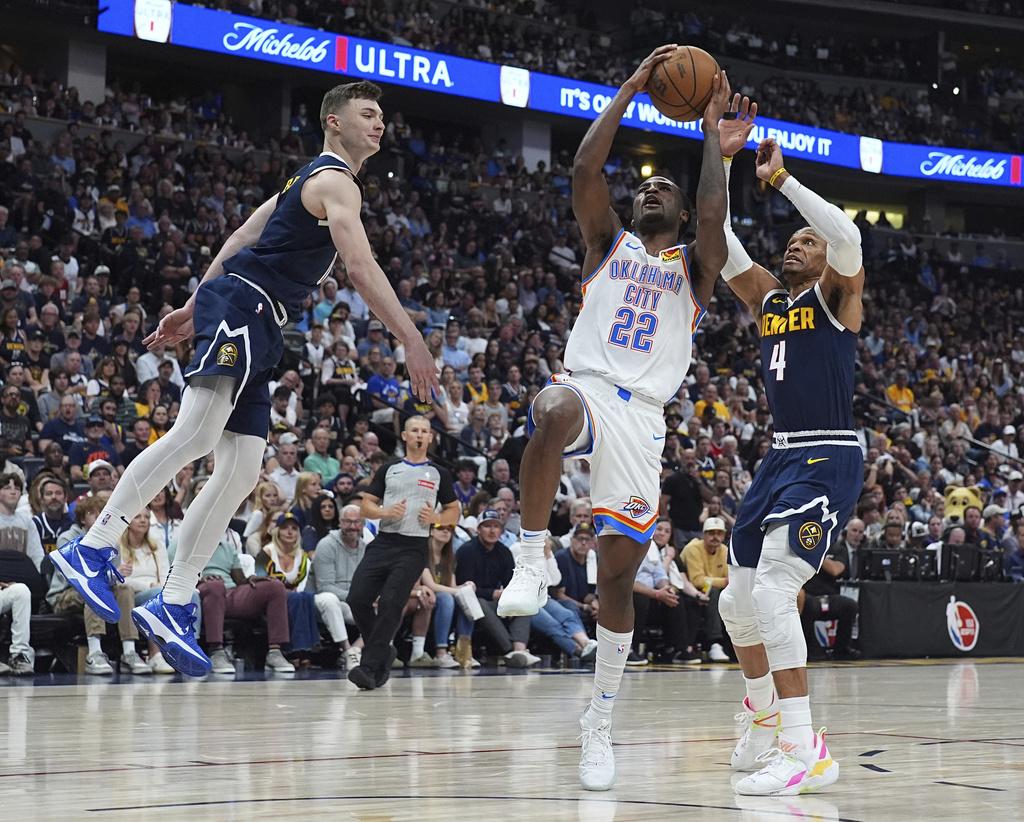 NBA季後賽|金塊對雷霆第4戰第1節只入8分。(美聯社)