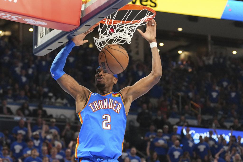 NBA季後賽|雷霆以125︰93大勝金塊,晉身西岸決賽。(美聯社)