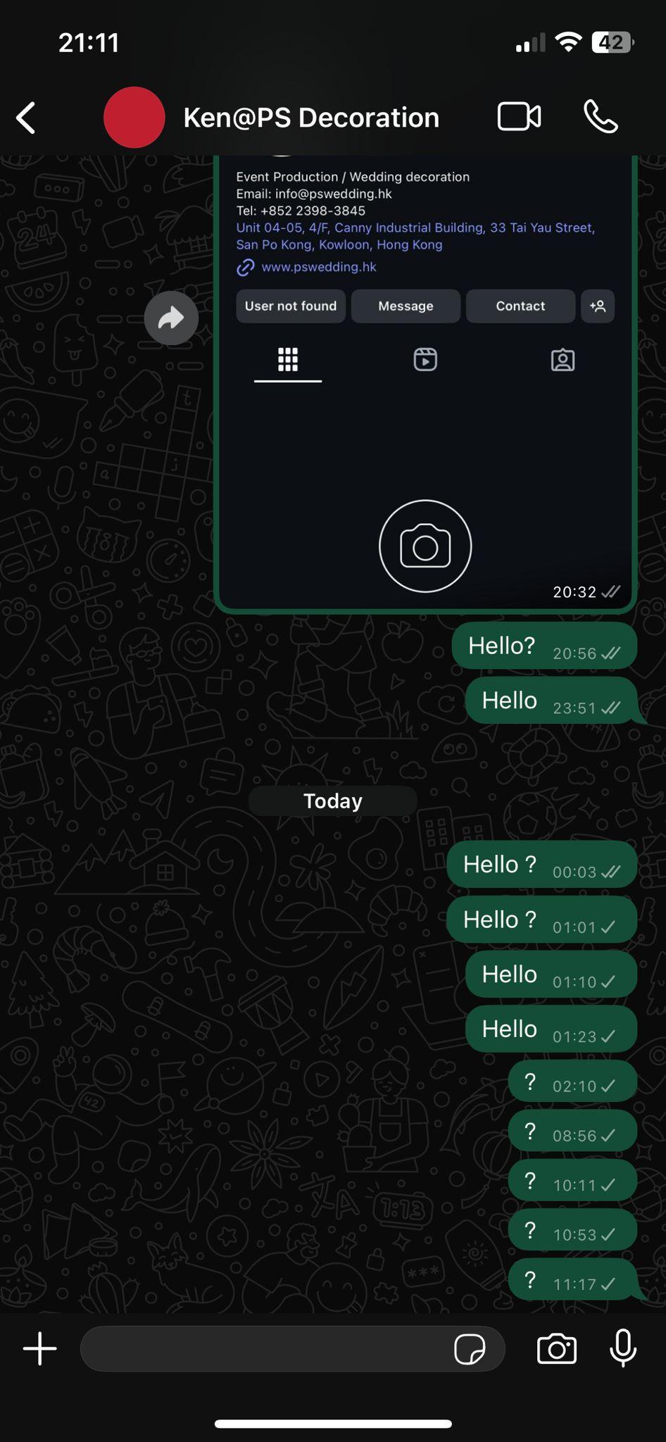 苦主向PS Wedding & Event Decoration查詢,已不獲回覆。(讀者提供)