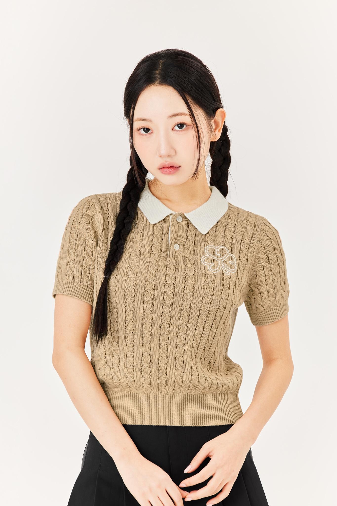 女裝CLUV麻花針織polo衛衣 $680