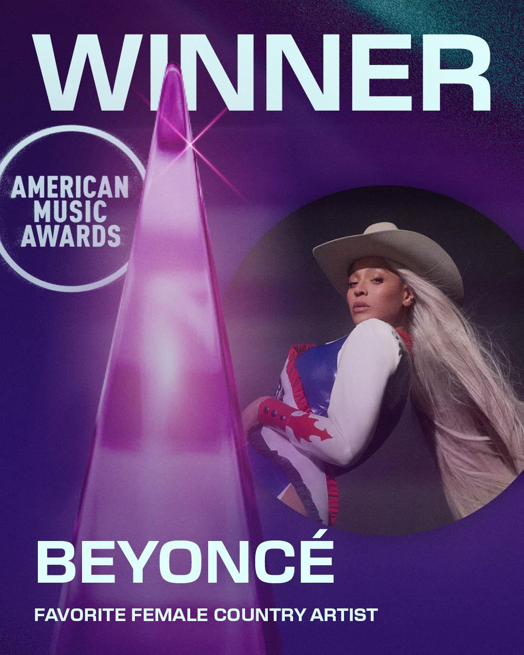 Beyonce在鄉謠歌曲界別斬獲兩獎,成績亮麗。