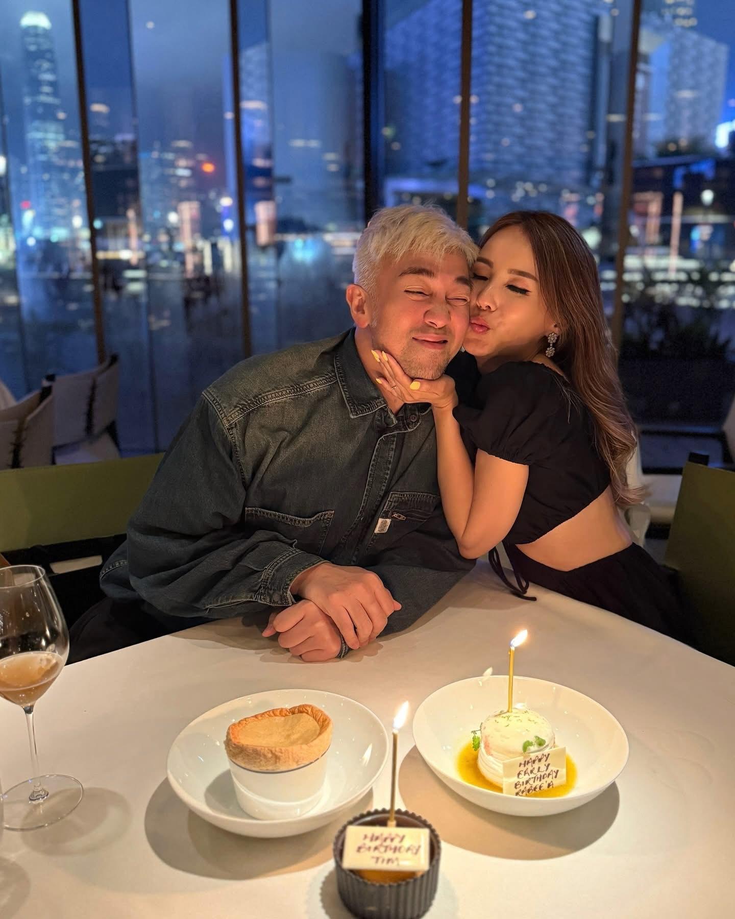 楊洛婷更向老公送上香吻,高調放閃。