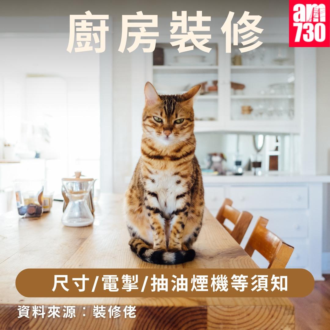 廚房裝修尺寸/電掣/抽油煙機等須知|資料來源︰裝修佬(am730製圖)