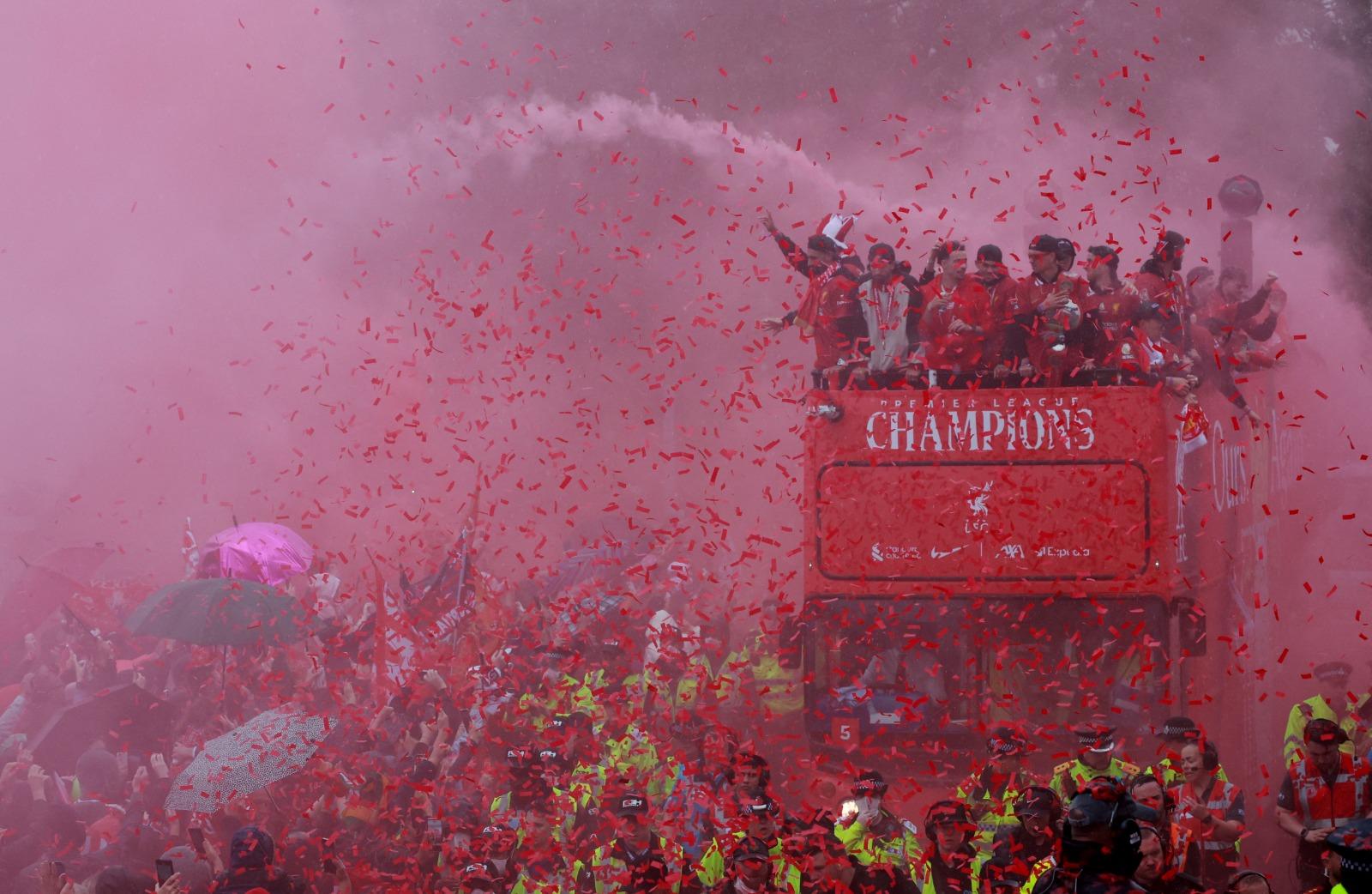 利物浦英超勝利巡遊。(路透社)