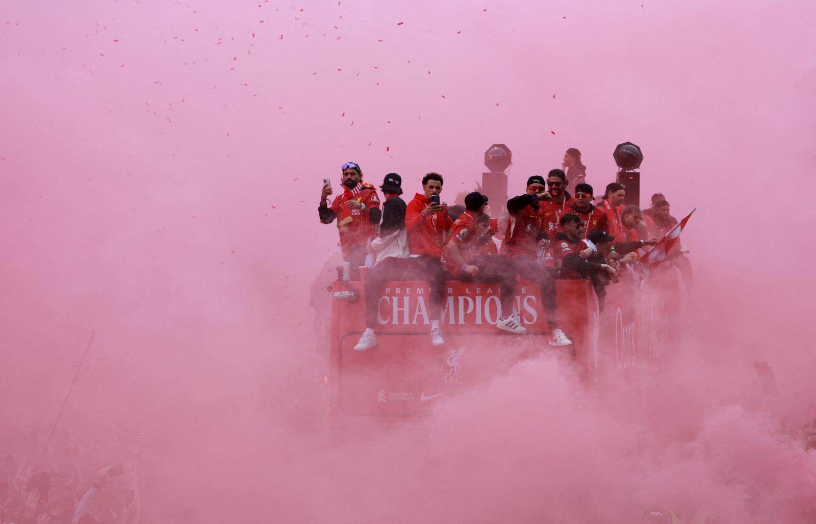 利物浦英超勝利巡遊。(路透社)