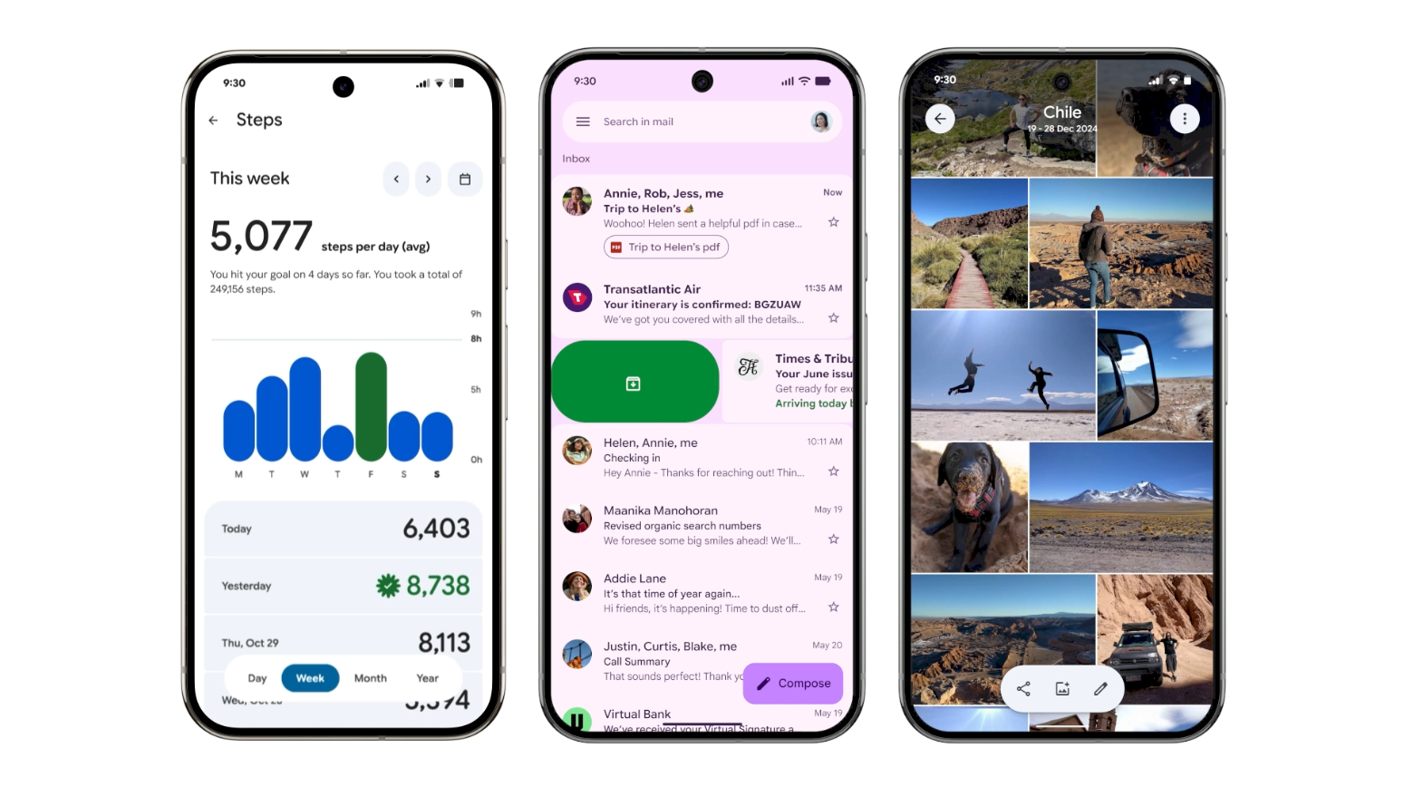 個人風格與偏好自訂手機介面適用於Google應用程式如Google Photos、Fitbit和Gmail等。