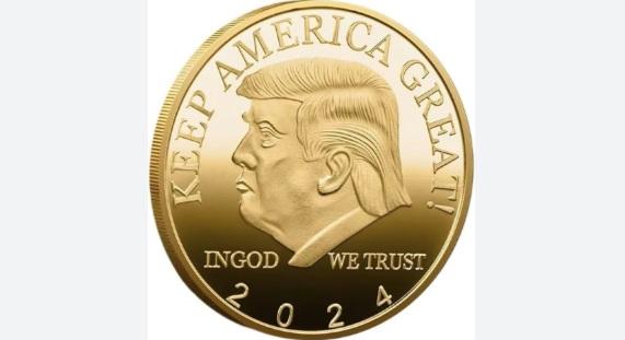 特朗普第二度入主白官,發行紀念金幣。(互聯網)