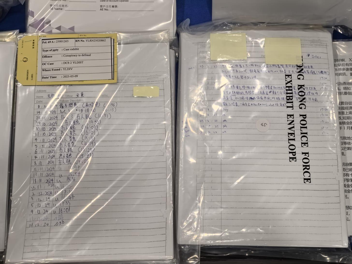 警方檢獲的證物。