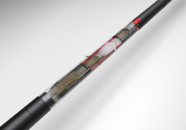 Dyson PencilVac全新22mm兩段式直向塵埃過濾系統。