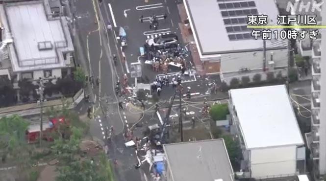 東京都江戶川區工地爆炸現場。(互聯網)