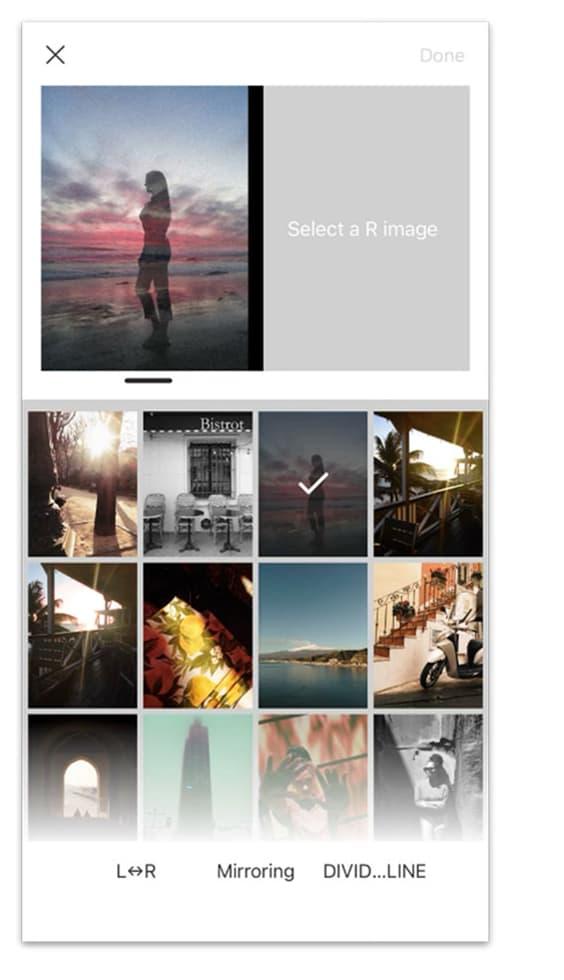 X half專用程式可自訂左右相片。
